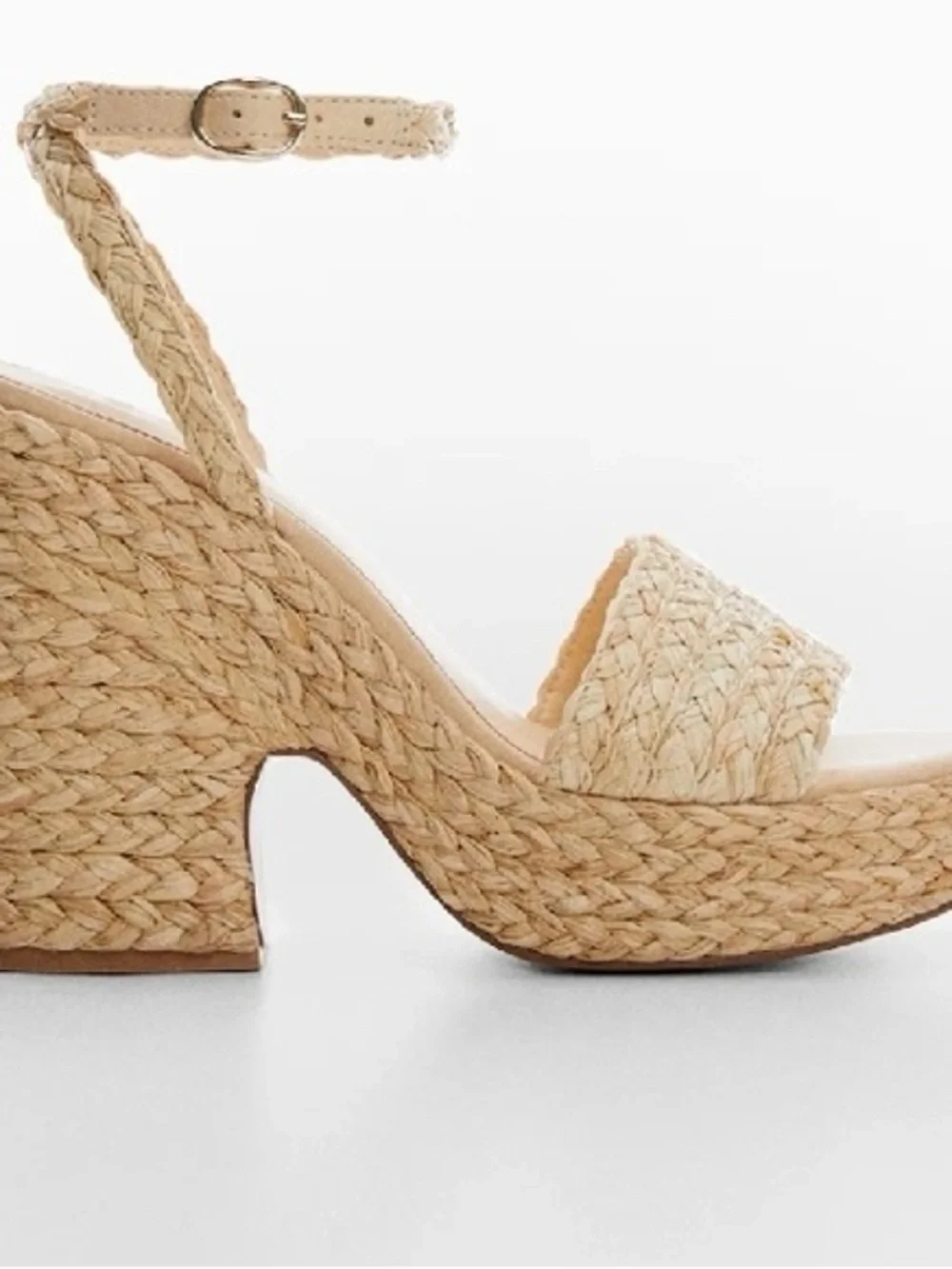 Mango Woven Platform Ankle-Strap Sandals - Tan